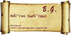 Béres Györgyi névjegykártya